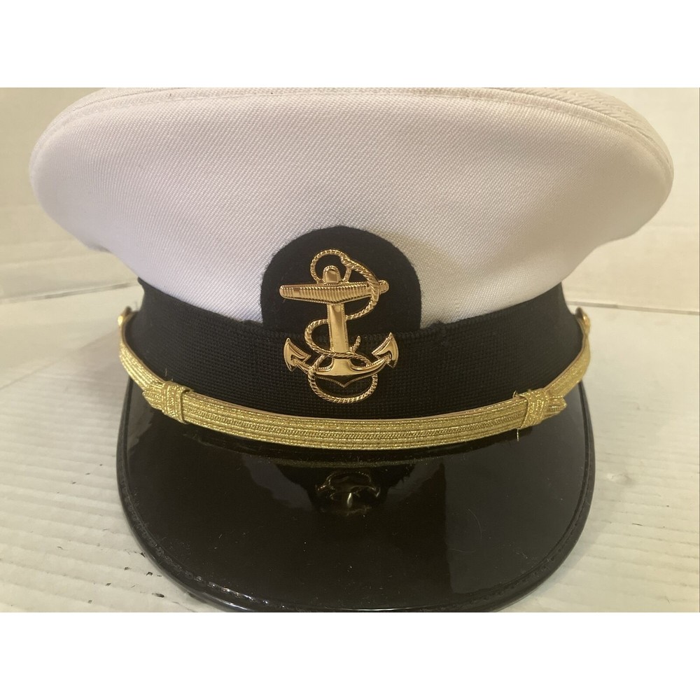 US Navy Chief Petty Officer Khaki Cap Leather Cover Size 6 7/8